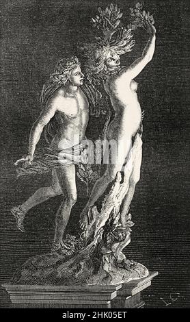 Apollo und Dafne, Meisterwerk von Gian Lorenzo Bernini, Museum Galleria Borghese, Rom. Italien, Europa. Alte, gravierte Illustration aus dem 19th. Jahrhundert von Francis Wey, Le Tour du Monde 1870 Stockfoto