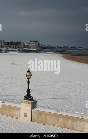 Margate Main Sands im Schnee, Margate, Kent Stockfoto