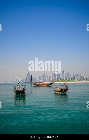 Skyline von Doha vom MIA Park Stockfoto