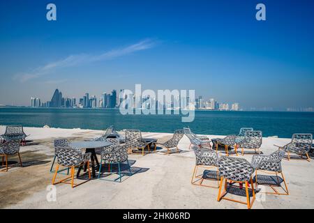 Skyline von Doha vom MIA Park Stockfoto