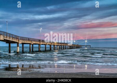 Bob Hall Pier in der Nähe von Corpus Christie, Texas Stockfoto