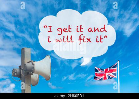 „Ich verstehe es und werde es reparieren“. Boris Johnson zitierte nach der Untersuchung von „Party Gate“ durch die Anklagerin von Zachie Gray. Covid Party, Partys, Downing Street... Konzept Stockfoto