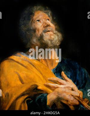 St. Peter der Apostel von Sir Anthony van Dyck (1599-1641), Öl auf Holzplatte Stockfoto