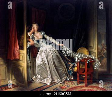 Der gestohlene Kuss von Jean-Honoré Fragonard (1732-1806), Öl auf Leinwand, c. 1787 Stockfoto