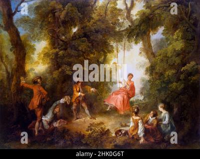 Swing des französischen Künstlers Nicolas Lancret (1690-1743), Öl auf Leinwand, 1730s Stockfoto