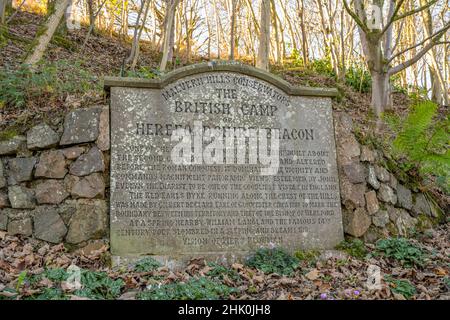 Schild für britisches Lager in den Malvern Hills Stockfoto