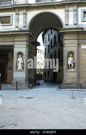 Florenz, Italien. Januar 2022. Blick auf die uffizien im historischen Zentrum der Stadt Stockfoto