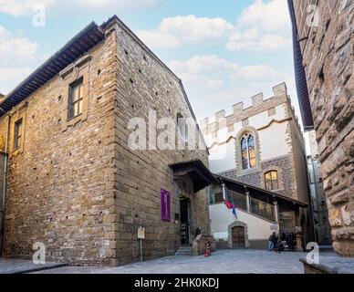 Florenz, Italien. Januar 2022. Dantes Haus Museum im historischen Zentrum der Stadt Stockfoto