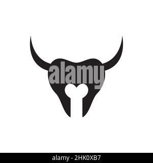 Zahnknochen mit Horn-Logo-Design, Vektor-Grafik Symbol Symbol Illustration kreative Idee Stock Vektor
