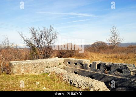 Friaul Julisch Venetien, Berg sei Busi. Italienischer Betongraben. Stockfoto