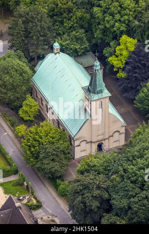 Luftaufnahme, St. Peter und Pauls Kirche, Hemmerde, Unna, Ruhrgebiet, Nordrhein-Westfalen, Deutschland, Ort der Anbetung, DE, Europa, religiöse Mita Stockfoto