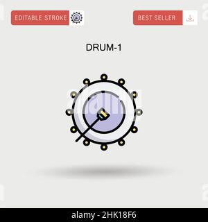 Einfaches Vektor-Symbol für Drum-1. Stock Vektor