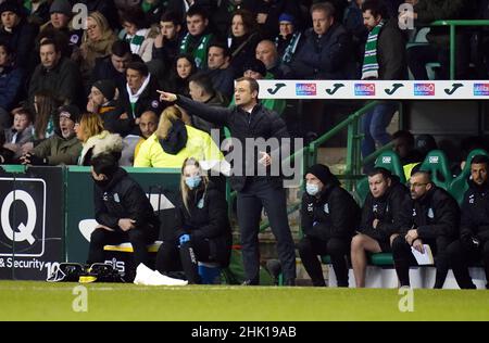 Hibernian-Manager Shaun Maloney beim Cinch Premiership-Spiel in der Easter Road, Edinburgh. Bilddatum: Dienstag, 1. Februar 2022. Stockfoto