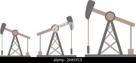 Ölbohrinseln isoliert auf Weiß. Konzept für den Kraftstoffabbau. Pumpen von olil. Vektorgrafik. Stock Vektor