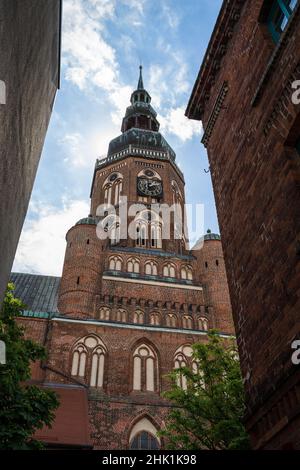 St. Nikolaus Evangelische Kirche. Hauptkirche und Sitz des Bischofs der Evangelischen Kirche Pommern. Greifswald. Deutschland. Stockfoto
