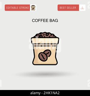 Einfaches Vektorsymbol für Kaffeetasche. Stock Vektor