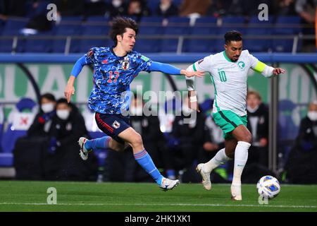 Saitama Stadium 2002, Saitama, Japan. 1st. Februar 2022. AO Tanaka (JPN), 1. FEBRUAR 2022 - Fußball/Fußball : FIFA World Cup Qatar 2022 Asian Qualifier Final Round Gruppe B Spiel zwischen Japan 2-0 Saudi-Arabien im Saitama Stadium 2002, Saitama, Japan. Quelle: Naoki Morita/AFLO SPORT/Alamy Live News Stockfoto