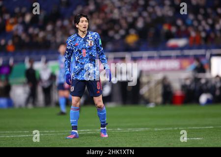 Saitama Stadium 2002, Saitama, Japan. 1st. Februar 2022. Genki Haraguchi (JPN), 1. FEBRUAR 2022 - Fußball/Fußball: FIFA World Cup Qatar 2022 Asian Qualifier Final Round Gruppe B Spiel zwischen Japan 2-0 Saudi-Arabien im Saitama Stadium 2002, Saitama, Japan. Quelle: Naoki Morita/AFLO SPORT/Alamy Live News Stockfoto