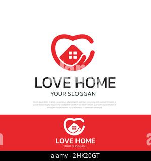 Home Design Logo Liebe Illustration, Home Care Logo, Symbol, Symbol Vektor-Vorlage Stock Vektor
