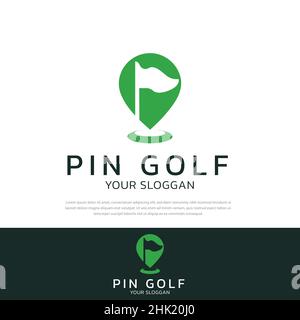 Kreatives Golf-Flaggen-Design und Kartenmarkierung. Premium Vector Stock Vektor
