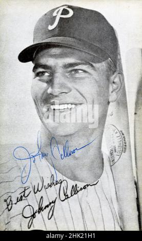 Baseballkarte aus der Zeit 1960s, auf der Johnny Callison mit den Philadelphia Phillies abgebildet ist. Stockfoto