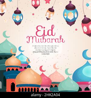 Ramadan-Grußkarte mit handgezeichneter flacher Form Stock Vektor