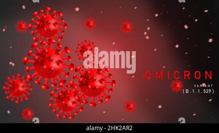 Omicron-Varietät des Coronavirus Covid-19. Omicron-Strain SARS-CoV-2 Stockfoto