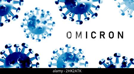 Omicron, eine Art Coronavirus. Omicron-Strain SARS-CoV-2 Stockfoto