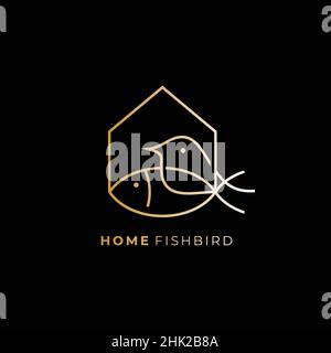 Fisch Vogel Haus Design Logo 4 Stock Vektor