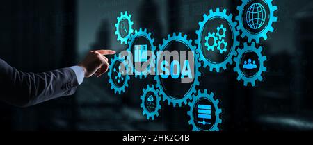 Geschäftsmodell und IT-Konzept für Service SOA. Stockfoto