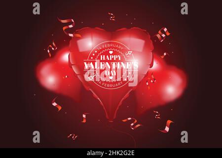 valentine Hintergrund mit Herz Ballons Design Vektor Illustration Stock Vektor