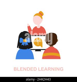 Flaches Symbol für Blended Learning. Farbiger Elementaufsatz aus der Online-Bildungssammlung. Flaches Blended Learning Symbol Zeichen für Web-Design, Infografiken und Stock Vektor