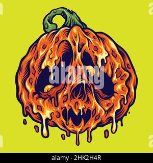 Halloween Melt Kürbisse Horror Vektor Illustrationen für deine Arbeit Logo, Maskottchen Merchandise T-Shirt, Aufkleber und Label Designs, Poster, Grußkarten Stock Vektor