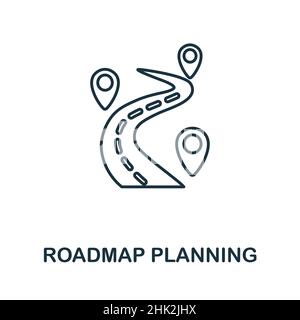 Symbol „Roadmap-Planung“. Linienelement aus der Sammlung Produktionsmanagement. Symbol für lineare Roadmap-Planung für Webdesign, Infografiken und mehr. Stock Vektor