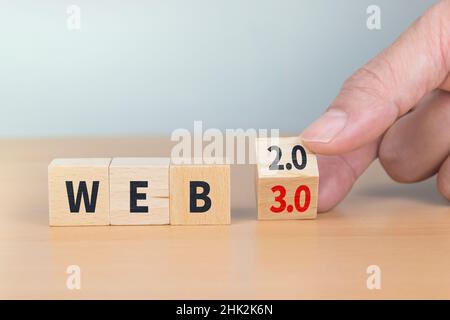 WEB 3,0 Abstract Sign mit Blockchain 3D Illustration Stockfoto