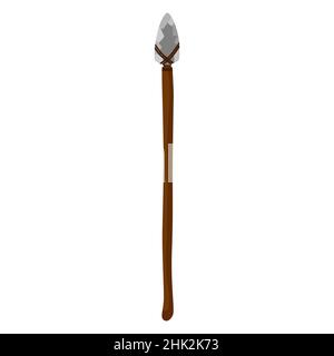 Waffe des Neandertalers Speer isoliert auf weißem Hintergrund. Element Jagd prähistorischen in flachen Stil Vektor-Illustration. Stock Vektor