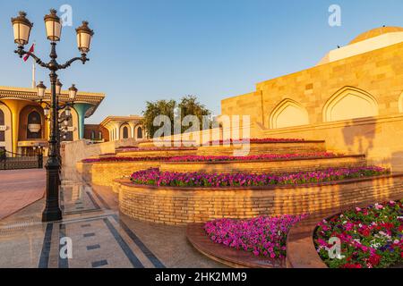 Naher Osten, Arabische Halbinsel, Oman, Maskat. Al Alam Palace in Muscat. Stockfoto