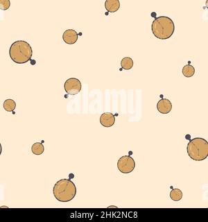 Nahtloses Zufallsmuster mit orangefarbenen Stoppuhrelementen. Hellrosa Hintergrund. Schlichter Stil. Dekorative Kulisse für Stoffdesign, Textil PR Stock Vektor