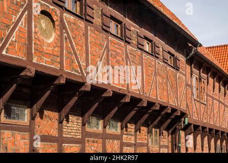 Südschweden, Ystad, traditionelles Fachwerkgebäude, per Helsas Gard, 16th. Jahrhundert Stockfoto