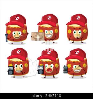 Geisterjäger Cartoon rote chinesische Trommel Charakter mit Kamera. Vektorgrafik Stock Vektor