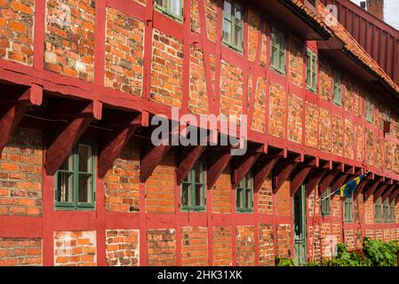 Südschweden, Ystad, traditionelles Fachwerkgebäude, per Helsas Gard, 16th. Jahrhundert Stockfoto