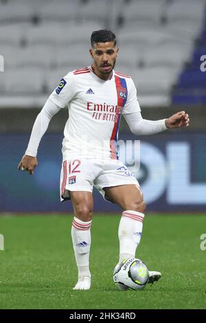 Lyon, Frankreich. 1st. Februar 2022. Henrique von Lyon während des Spiels der Uber Eats Ligue 1 im Groupama Stadium, Lyon. Bildnachweis sollte lauten: Jonathan Moscrop/Sportimage Kredit: Sportimage/Alamy Live News Stockfoto