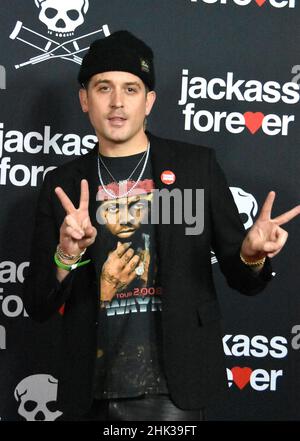 Los Angeles, Kalifornien, USA 1st. Februar 2022 Rapper/Produzent G-Eazy, aka Gerald Earl Gillum besucht Paramount Pictures 'Jackass Forever' US-Premiere am 1. Februar 2022 im TCL Chinese Theatre in Los Angeles, Kalifornien, USA. Foto von Barry King/Alamy Live News Stockfoto