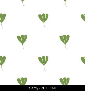 Isoliertes, nahtloses Muster mit minimalistischem Blumendruck im Doodle Cosmos Flower-Stil. Weißer Hintergrund. Vektorgrafik für saisonale Textildrucke, fabr Stock Vektor