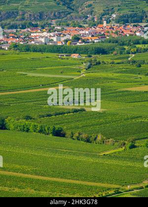 Blick auf die Donau vom Kloster Gottweig, UNESCO-Weltkulturerbe Wachau, Niederösterreich Stockfoto