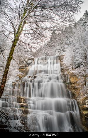 Wasserfälle von Hérisson, Ménétrux-en-Joux, Jura, Frankreich Stockfoto