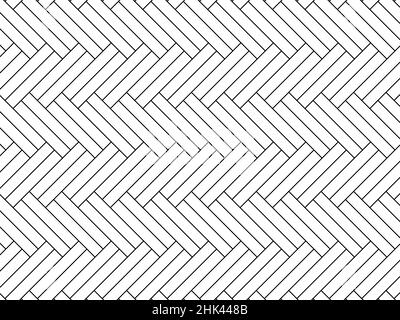 Fischgrätboden. Diagonale Textur. Schwarz-Weiß-Muster. Vektorgrafik. Stock Vektor