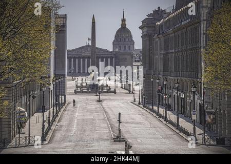 Frankreich. Paris (75) April 11th 2020. Vierte Woche der Gefangenschaft aufgrund der Epidemie des Coronavirus. Hier der Gare du Nord, der größte Bahnhof in Euro Stockfoto