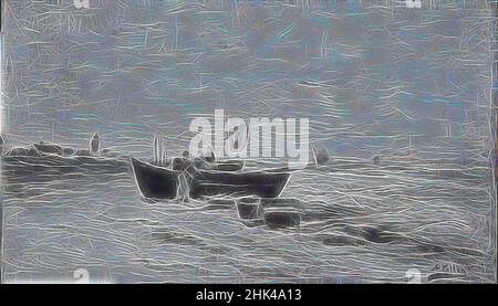 Inspiriert von der Küstenszene mit Fischerbooten, Antoine Vollon, Französisch, 1833-1900, Öl auf Kritztafel, Frankreich, 1860-1865, 9 1/4 x 16 3/16 in., 23,5 x 41,1 cm, Strand, verfügt über, Boot, Fischer, Angeln, französisch, Arbeit, Landschaft, Malerei, seascape, Vollon, Wasser, Arbeit, Arbeiter, Arbeiten, neu erfunden von Artotop. Klassische Kunst neu erfunden mit einem modernen Twist. Design von warmen fröhlichen Leuchten der Helligkeit und Lichtstrahl Strahlkraft. Fotografie inspiriert von Surrealismus und Futurismus, umarmt dynamische Energie der modernen Technologie, Bewegung, Geschwindigkeit und Kultur zu revolutionieren Stockfoto