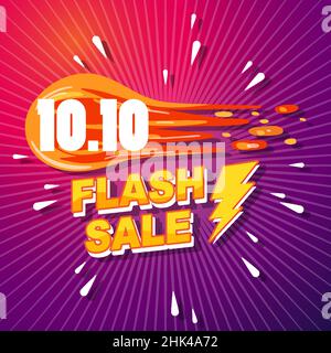 10,10 Flash Sale Werbebanner auf violettem Hintergrund Stock Vektor
